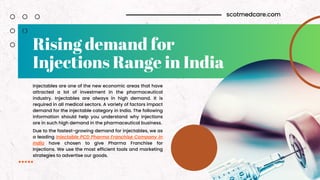 Rising demand for
Injections Range in India
Injectables are one of the new economic areas that have
attracted a lot of inv...