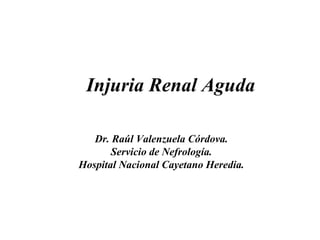 Injuria Renal Aguda

   Dr. Raúl Valenzuela Córdova.
       Servicio de Nefrología.
Hospital Nacional Cayetano Heredia.
 