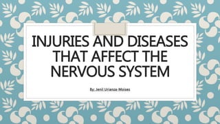 INJURIES AND DISEASES
THAT AFFECT THE
NERVOUS SYSTEM
By: Jenil Urianza-Moises
 