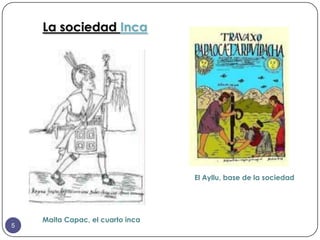 La sociedad Inca




                                  El Ayllu, base de la sociedad




    Maita Capac, el cuarto inca
5
 