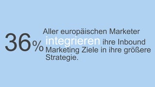 36%integrieren ihre Inbound
Marketing Ziele in ihre größere
Strategie.
Aller europäischen Marketer
 