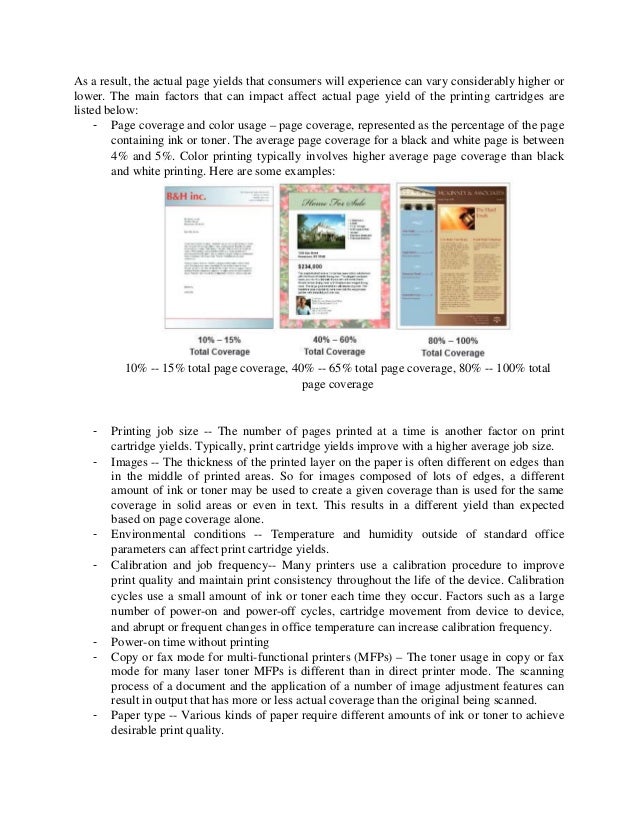 Inkjet cartridges and laser toner cartridges page yield explained