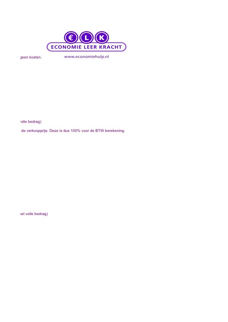 Inkoopfactuurprijs  Brutowinstopslag  Brutowinstmarge Btw slideshare