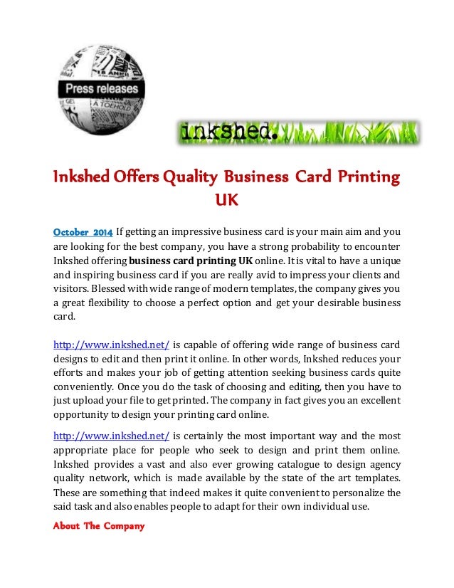 Inkshed Offers Quality Business Card Printing Uk Inkshed Offers Quality Business Card Printing Uk
