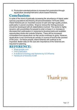Fish Production Conclusion Inland fishery resources of world | DOCX