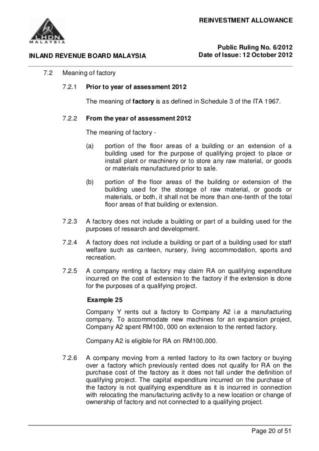 reinvestment allowance 2012- inland revenue board malaysia