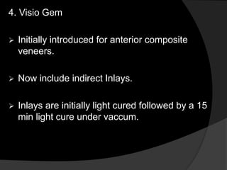 Gem Inlay Types inlays and onlays, classification of inlays and onlays | PPTX