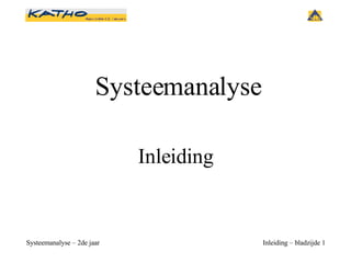 Systeemanalyse Inleiding 