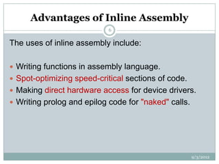 Inline assembly language programs in c | PPTX