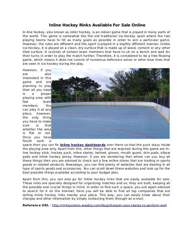 Inline hockey rinks available rink systems