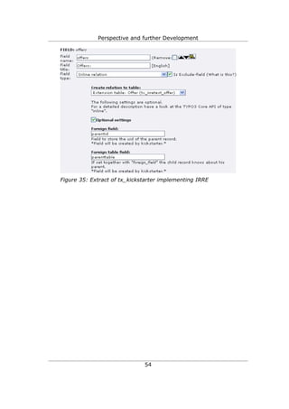 Perspective and further Development




Figure 35: Extract of tx_kickstarter implementing IRRE




                              54
 