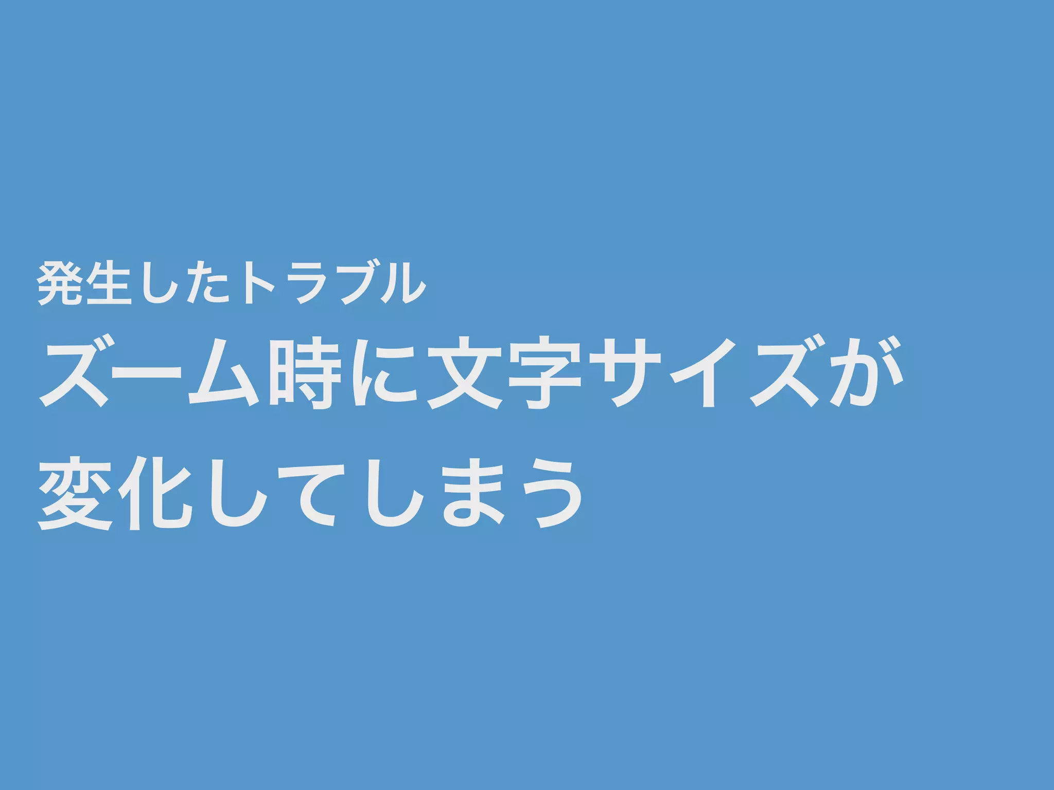 発生したトラブル
ズーム時に文字サイズが
変化してしまう
 