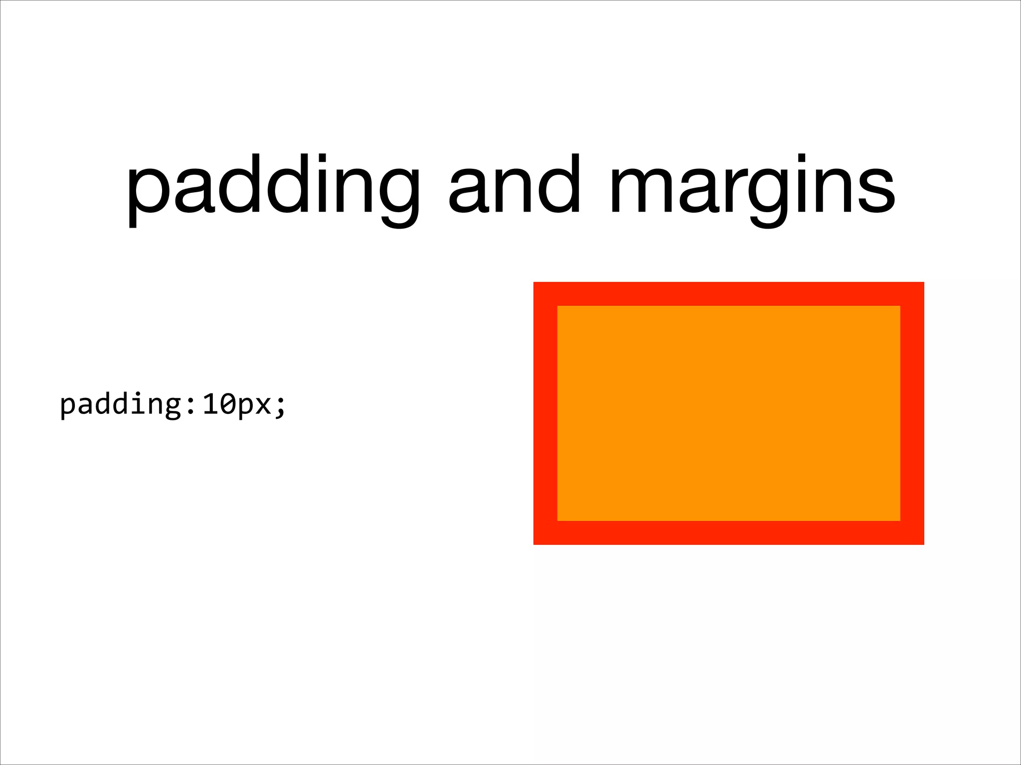 padding and margins padding:10px; 