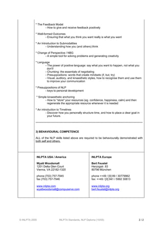 INLPTA NLP Diploma | PDF