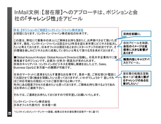InMailページ内で、作成したメールをテンプレートとして保 
存可能です 
LinkedIn Confidential ©2013 All Rights Reserved 
自分の連絡情報を記入するか選択 
メールの本文をテンプレートとして
保存し、ファイル名をつけて、チー 
ムと共有するかを選択 
 