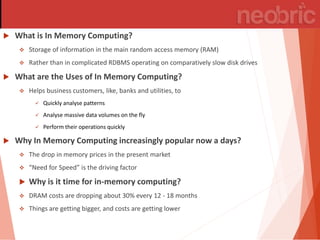 A quick intro to In memory computing | PDF