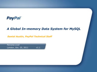 A Global In-memory Data System for MySQL

Daniel Austin, PayPal Technical Staff


Percona Live!
London, Oct. 25, 2011   v1.1
 
