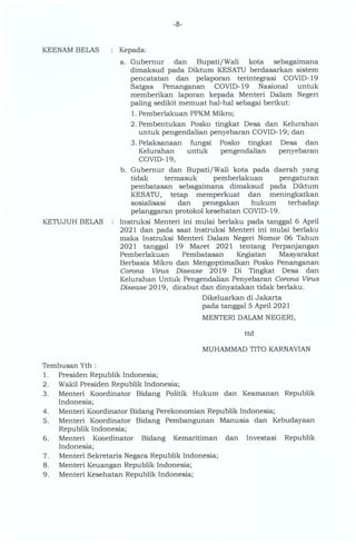 Inmendagri no 7 tahun 2021