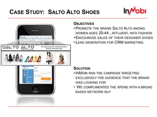 Case Study:  Salto Alto Shoes ObjectivesPromote the brand Salto Alto among women ages 25-44 , affluent, into fashion