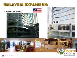 MALAYSIA EXPANSION:
• Kuala Lumpur HQ
 