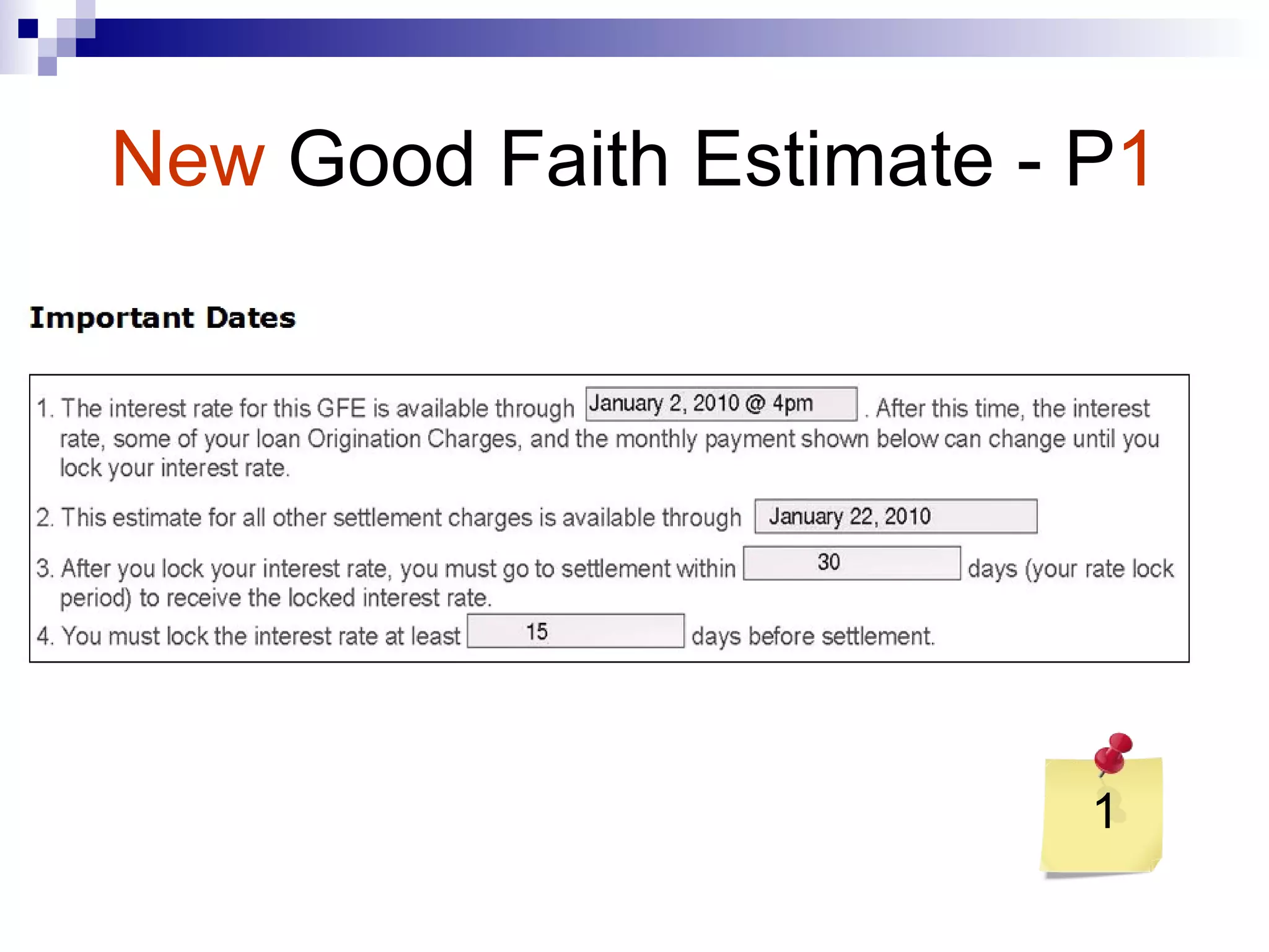 New   Good Faith Estimate - P 1 1 