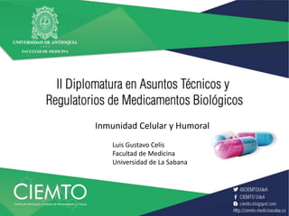 Inmunidad Celular y Humoral
Luis Gustavo Celis
Facultad de Medicina
Universidad de La Sabana
 