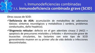 Inmunodeficiencias primarias: Inmunodeficiencias combinadas | PPTX