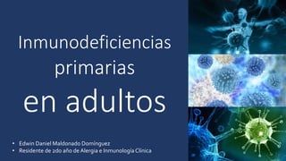 Inmunodeficiencias
primarias
en adultos
• Edwin Daniel Maldonado Domínguez
• Residente de 2do año de Alergia e InmunologíaClínica
 