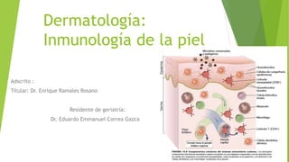 Dermatología:
Inmunología de la piel
Adscrito :
Titular: Dr. Enrique Ramales Rosano
Residente de geriatría:
Dr. Eduardo Emmanuel Correa Gazca
 