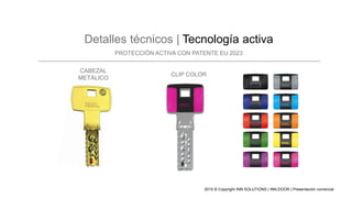 Detalles técnicos | Tecnología activa
PROTECCIÓN ACTIVA CON PATENTE EU 2023
CABEZAL
METÁLICO
CLIP COLOR
2015 © Copyright I...