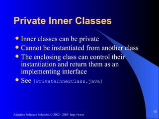 Inner Classes | PPT | Programming Languages | Computing