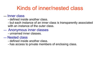 Inner classes | PPTX | Programming Languages | Computing