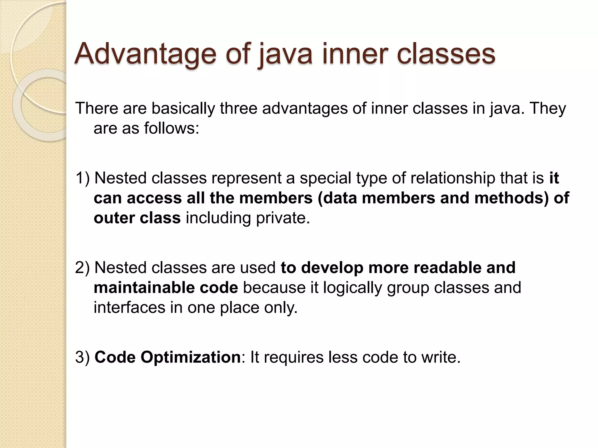 Inner classes in java | PPT