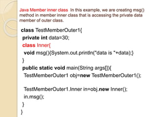 Inner classes in java | PPTX | Programming Languages | Computing