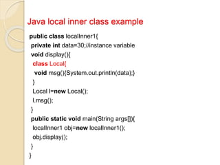 Inner classes in java | PPTX | Programming Languages | Computing