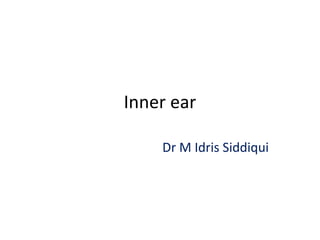 Inner ear
Dr M Idris Siddiqui
 