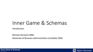 Inner Game & Schemas
Introduction
Michael Herlache MBA
Doctorate of Business Administration Candidate 2020
Inner Game & Schemas
Introduction
 