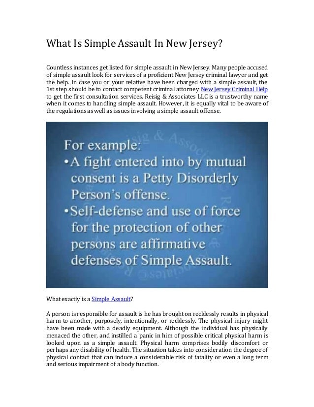 In New Jersey What Is Simple Assault?