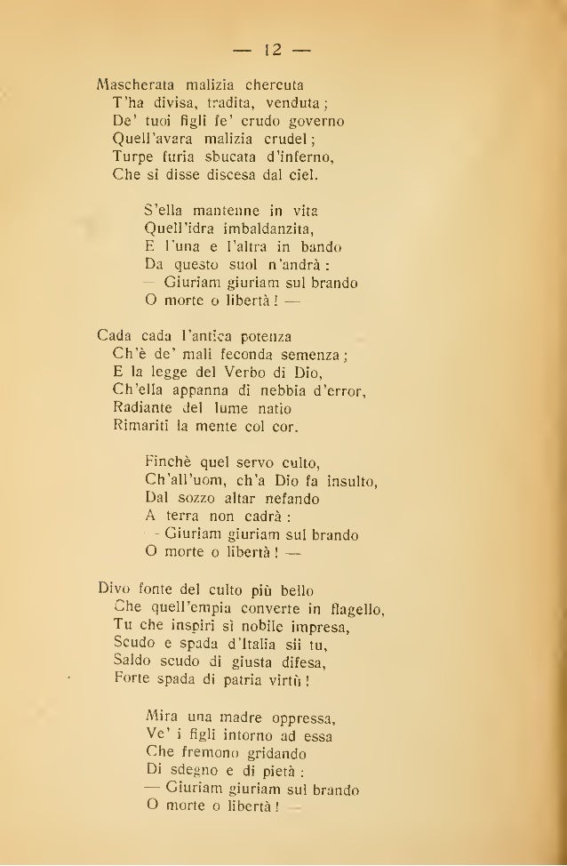 Inni Di Guerra E Canti Patriottici Del Popolo Italiano 1915