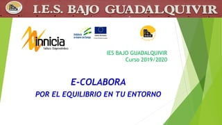E-COLABORA
POR EL EQUILIBRIO EN TU ENTORNO
IES BAJO GUADALQUIVIR
Curso 2019/2020
 