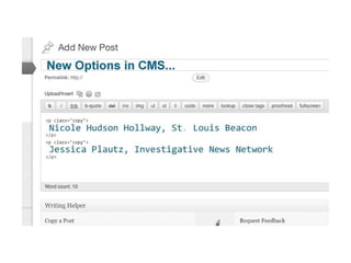 New options in CMS
 