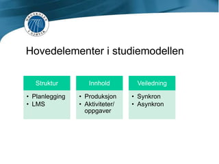 Hovedelementer i studiemodellen