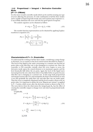 Characteristics of + +  controller
      
    
    
     
              
 ­   
   €   
       
   €   
    
        
    
   ‚ƒ   ‚ 
„    †‡
   ˆ 
          
 
‰  
  
 




 



 
 



†






†
Š‹ Œ
 





 
1.5.3 Proportional + Integral + Derivative Controller
Mode
[+  +  Mode]
     
     
      
       
   





  
        
  
 

  























1
T S
i
Kp 1 +
P S
( )
E S
( )
+ d
T S
16
 