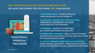 #50+ INTERVIEWS AND 650+ PAGES OF REPORTS LATER
1. SOFTWARE LEGACY - OFTEN OUTDATED
CORE SYSTEM WITH LITTLE FLEXIBILITY
SO...