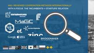 #82+ REVIEWED COOPERATION METHODS INTERNATIONALLY
WITH A FOCUS THE 'INCUMBENTS <> STARTUPS' RELATION
 