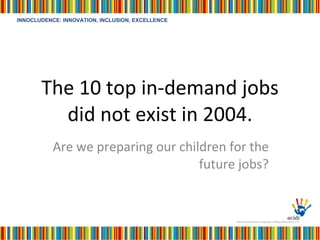The 10 top in-demand jobs did not exist in 2004. Are we preparing our children for the future jobs? 