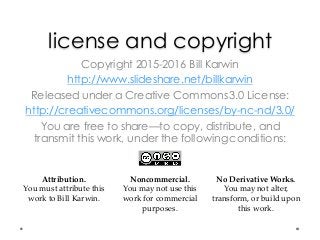license and copyright
Copyright 2015-2016 Bill Karwin
http://www.slideshare.net/billkarwin
Released under a Creative Commo...