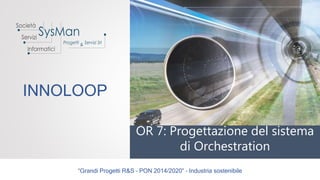 “Grandi Progetti R&S – PON 2014/2020” – Industria sostenibile
INNOLOOP
OR 7: Progettazione del sistema
di Orchestration
 