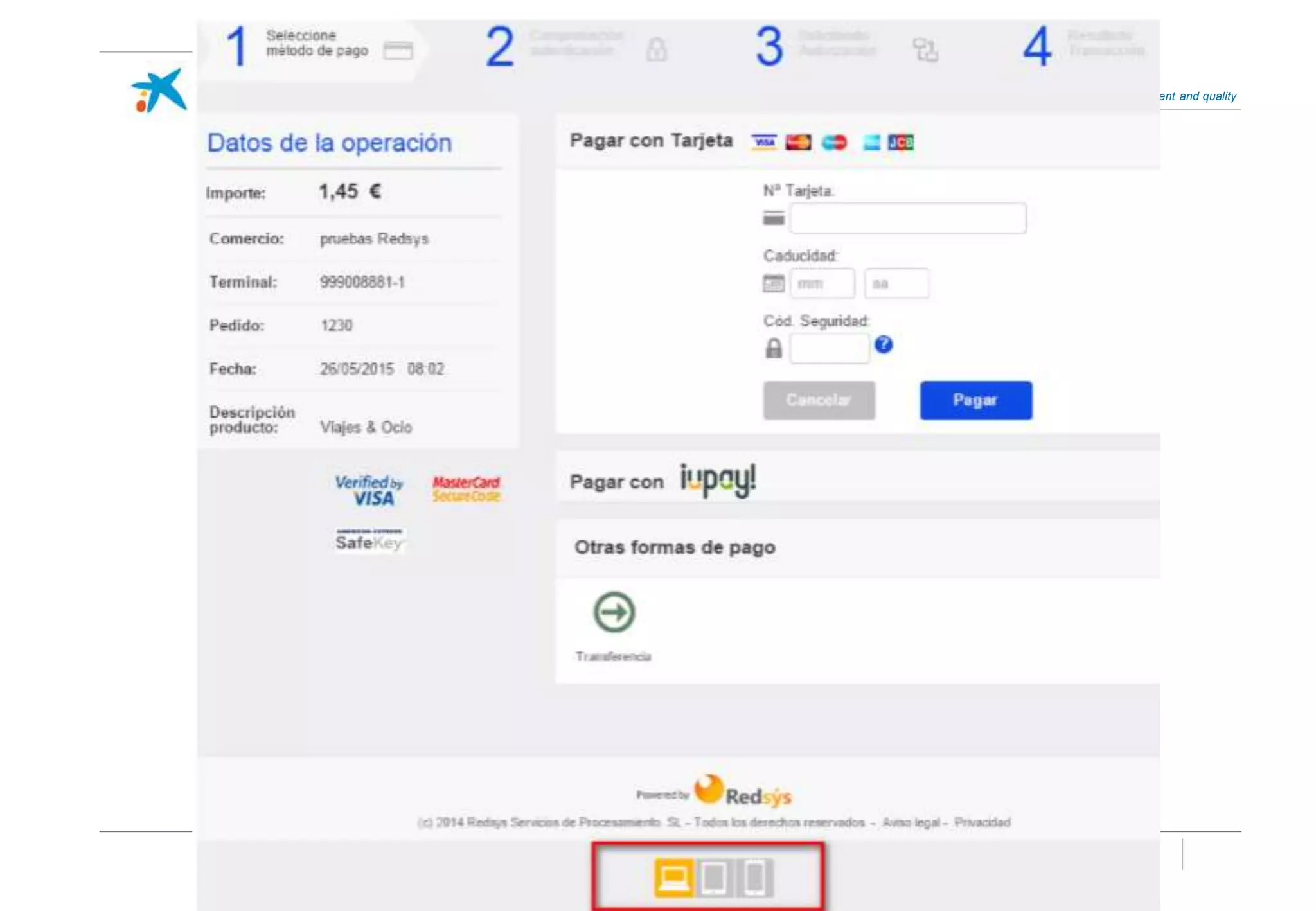 Confidence, social commitment and quality
Pagos
 