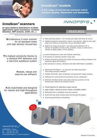 Innoscan microarray Scanner with 785 nm Infra-red option